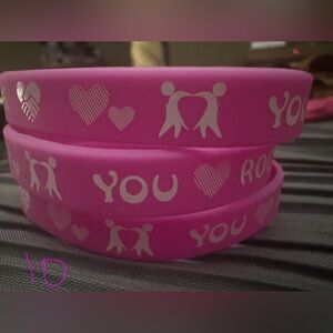 Pink Love-Themed Silicone Bracelets